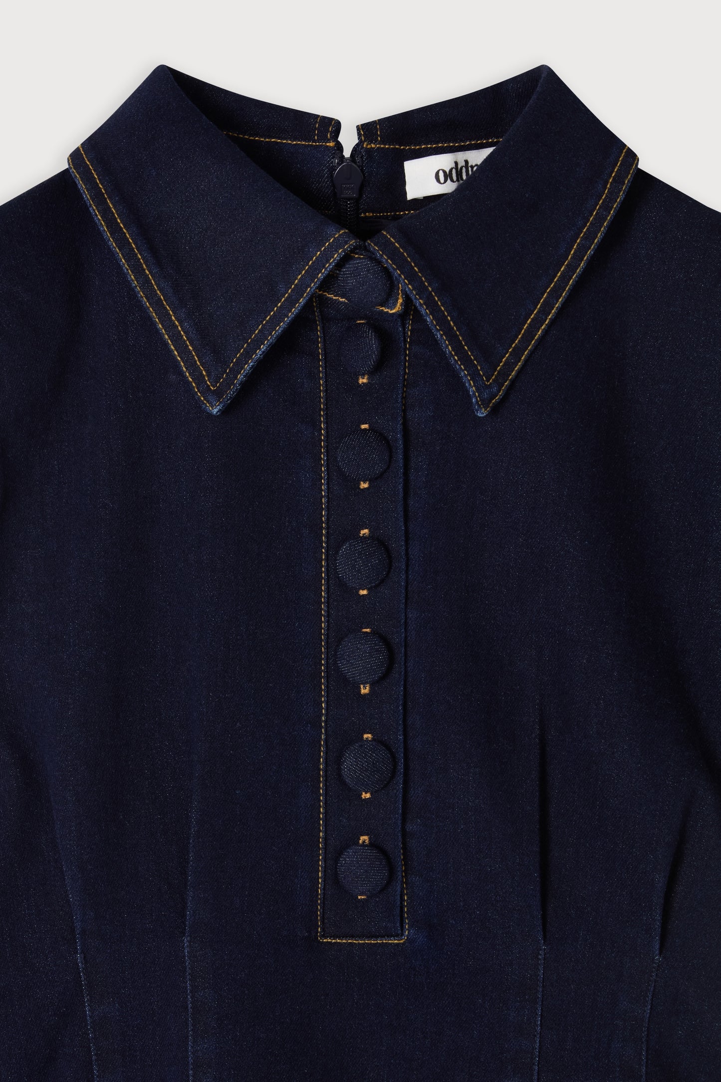 Cotton Mix Denim Collared Mini Dress