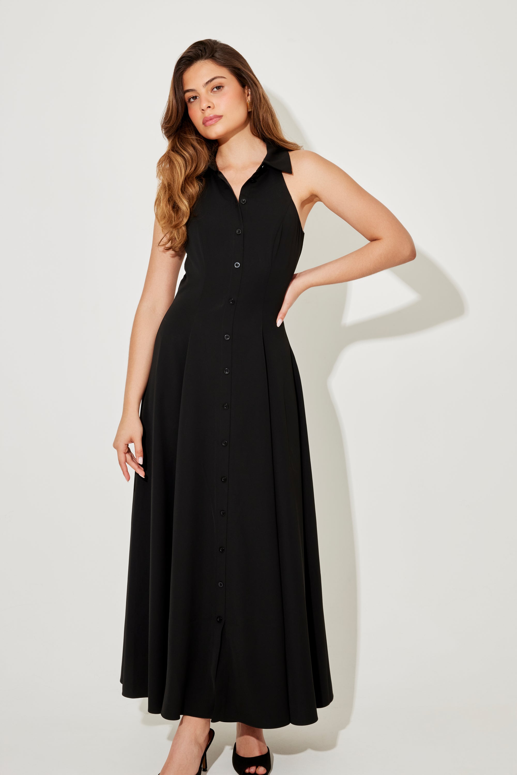 The Ultimate Muse Flowy Collar Maxi Dress