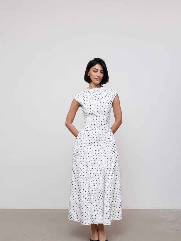 Cap Sleeve Gathered Midi Dress