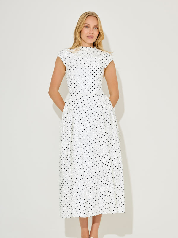 Cap Sleeve Gathered Midi Dress