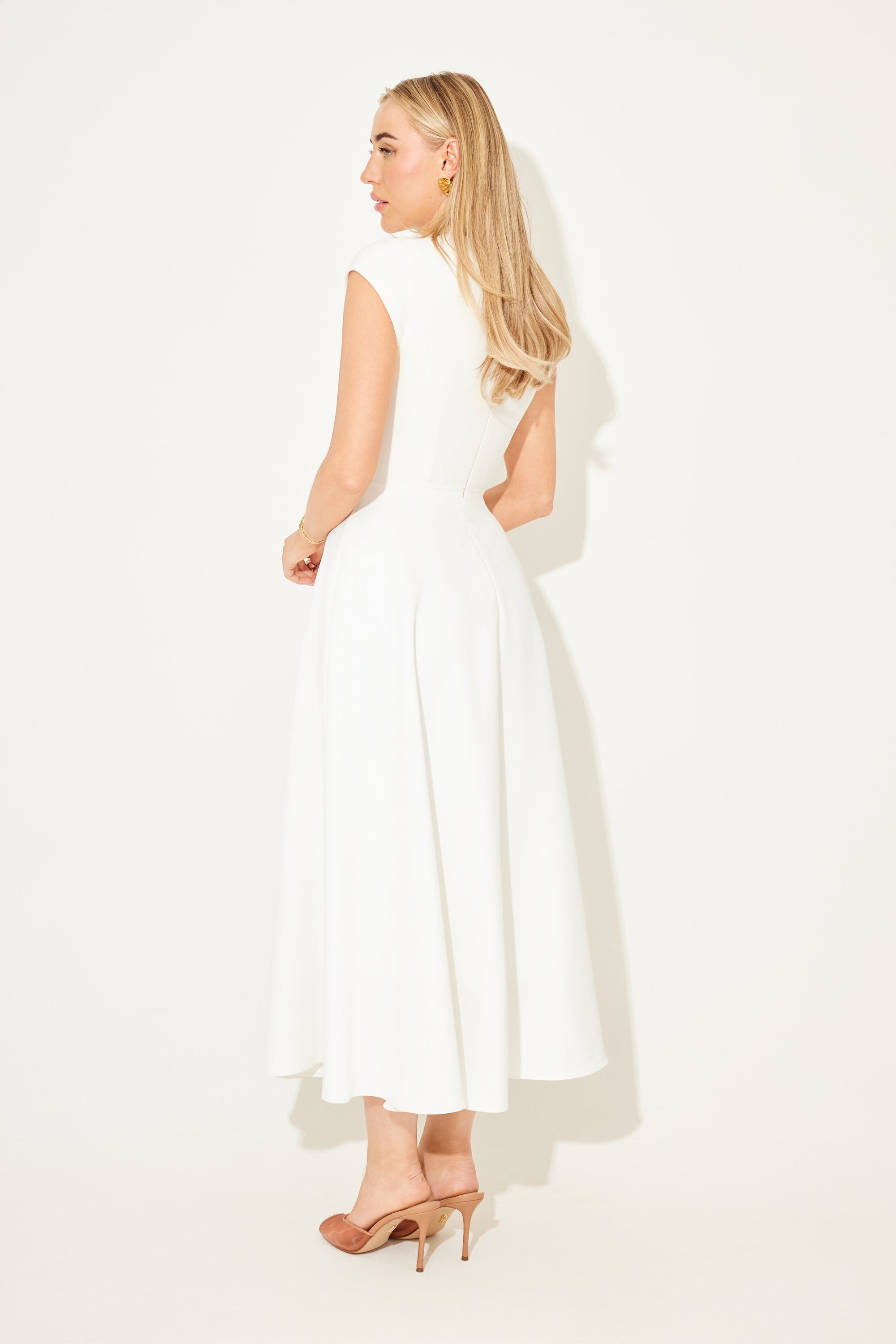 The Ultimate Muse High Waist Cap Sleeve Midi Dress
