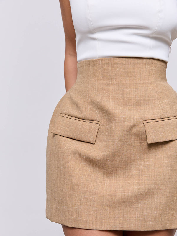 Checked Wool Mix Mini Skirt