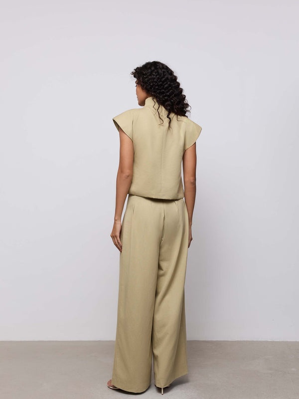 Cotton Mix Cinched Trousers