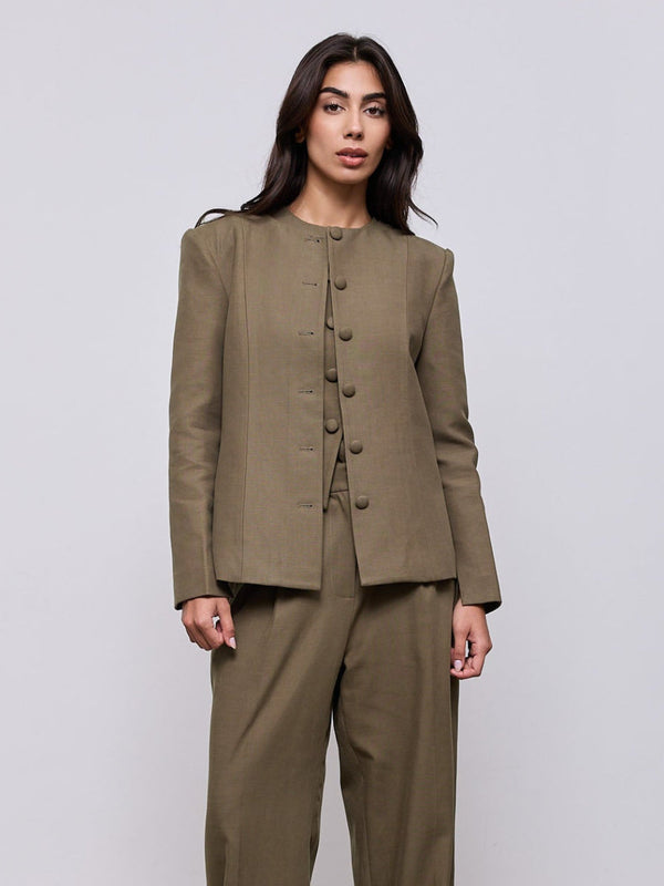Cotton Mix Button Jacket