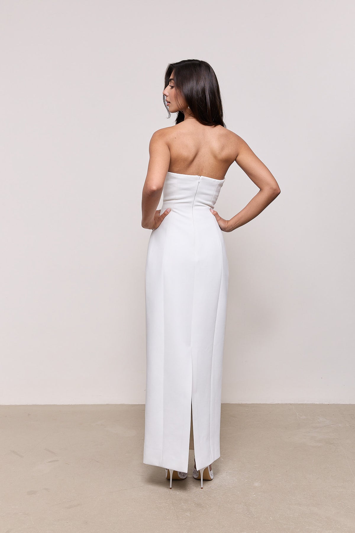 Cotton Mix Strapless Maxi Dress