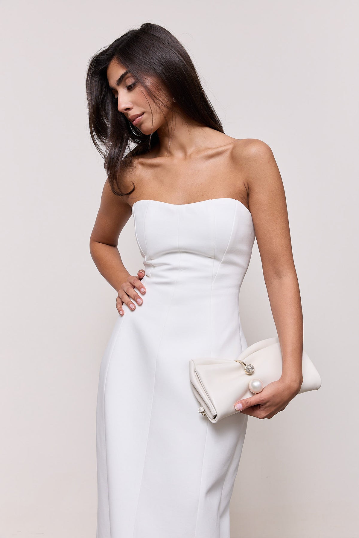 Cotton Mix Strapless Maxi Dress