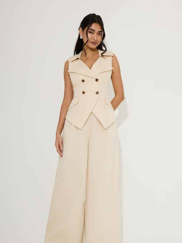 Cotton Mix Wide Leg Trousers