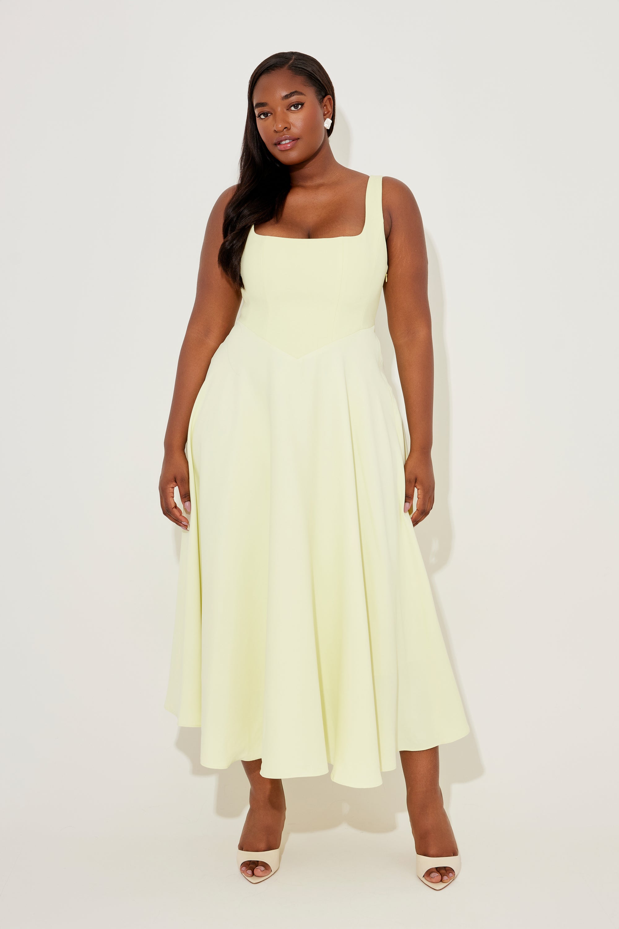 The Ultimate Muse High Waist Square Neck Midi Dress