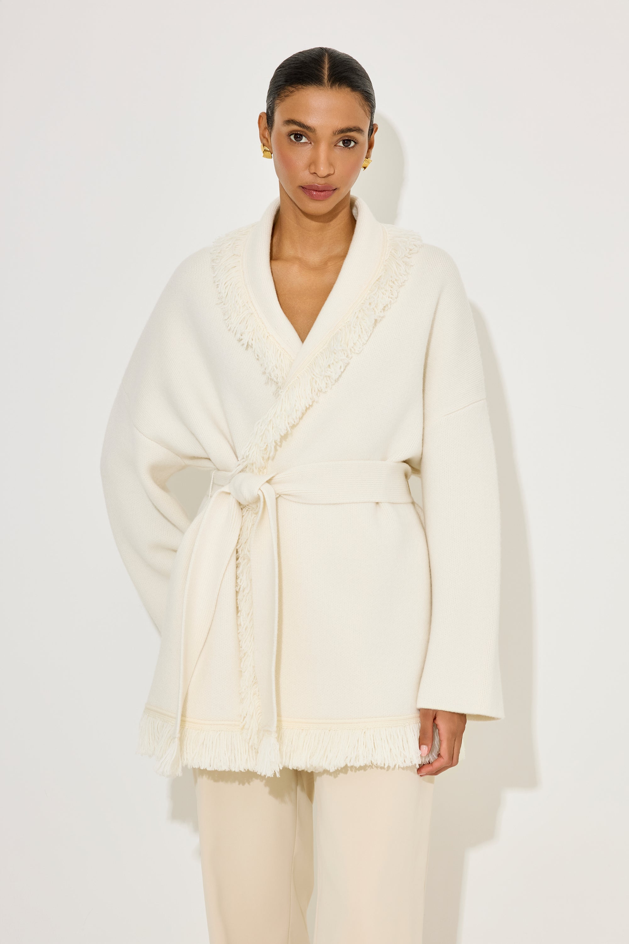 Wool Fringe Cardigan