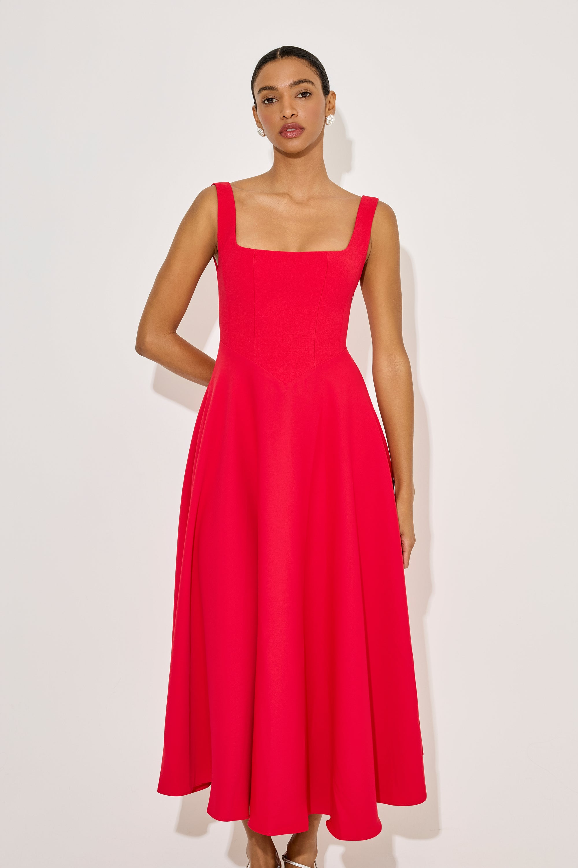 Square Neck Midi Dress