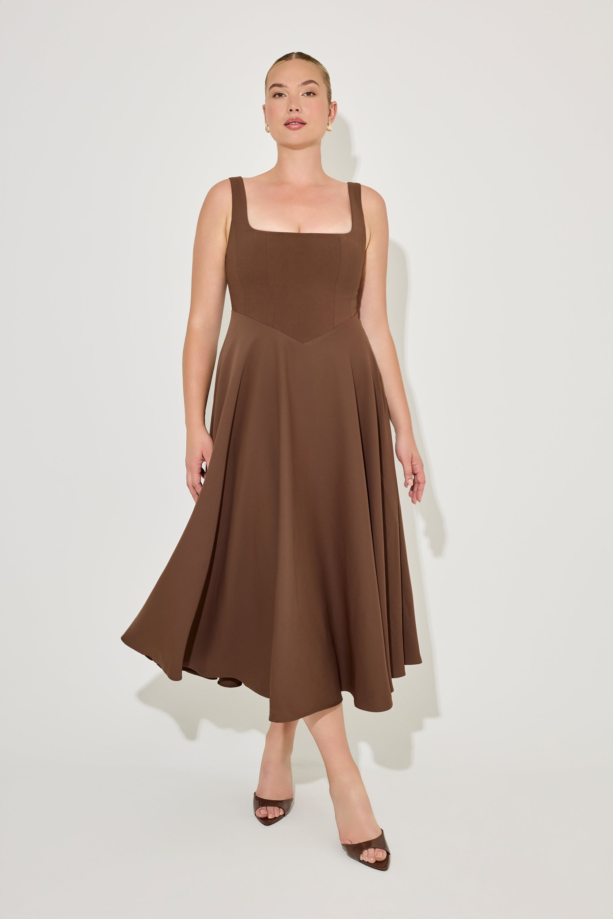 The Ultimate Muse High Waist Square Neck Midi Dress