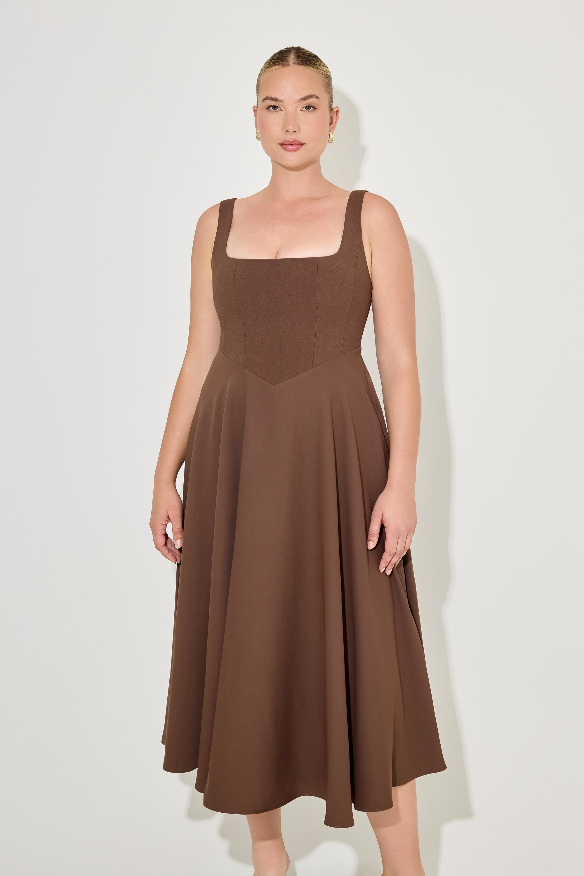 The Ultimate Muse High Waist Square Neck Midi Dress