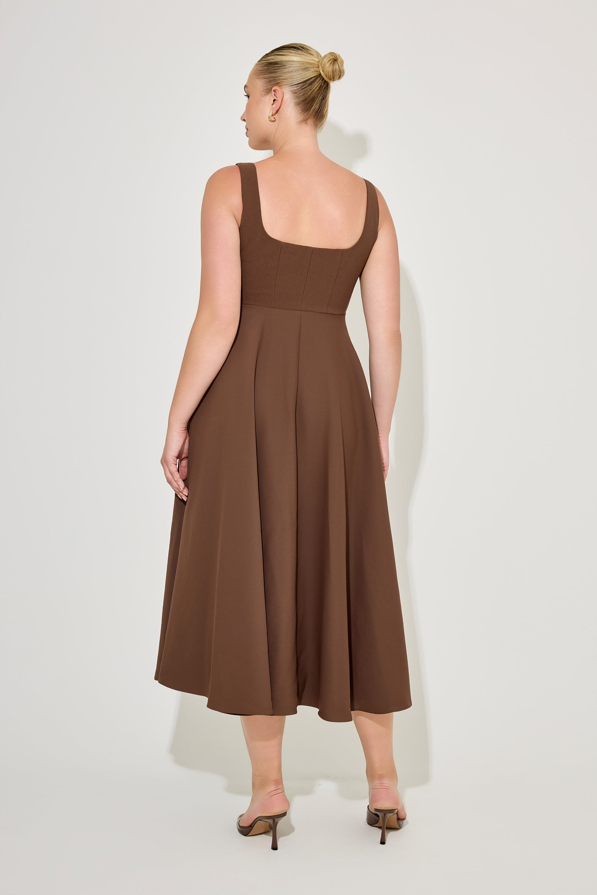 The Ultimate Muse High Waist Square Neck Midi Dress
