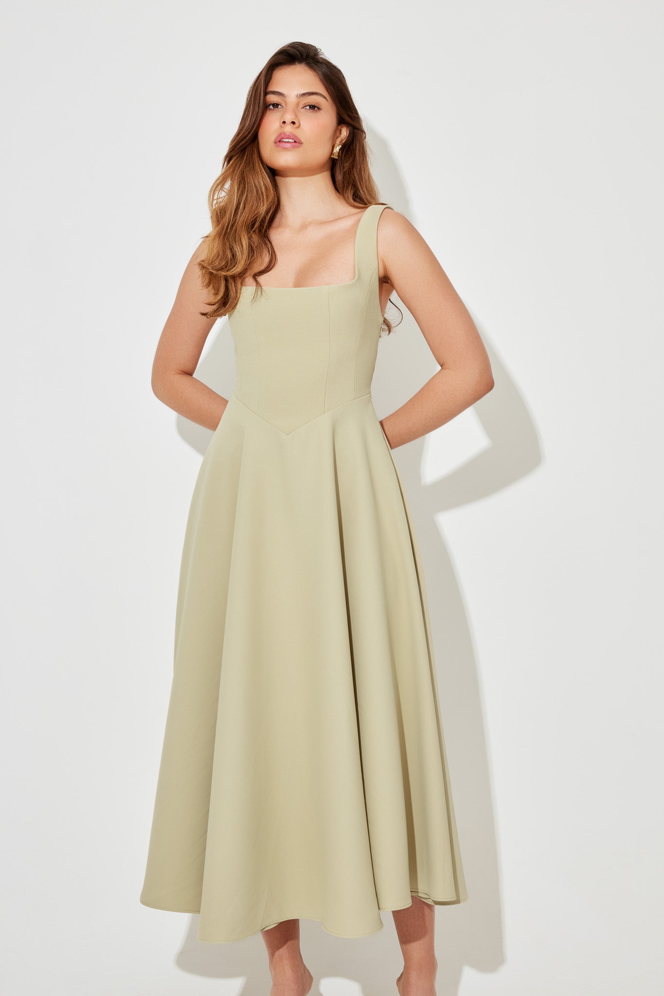 Square Neck Midi Dress
