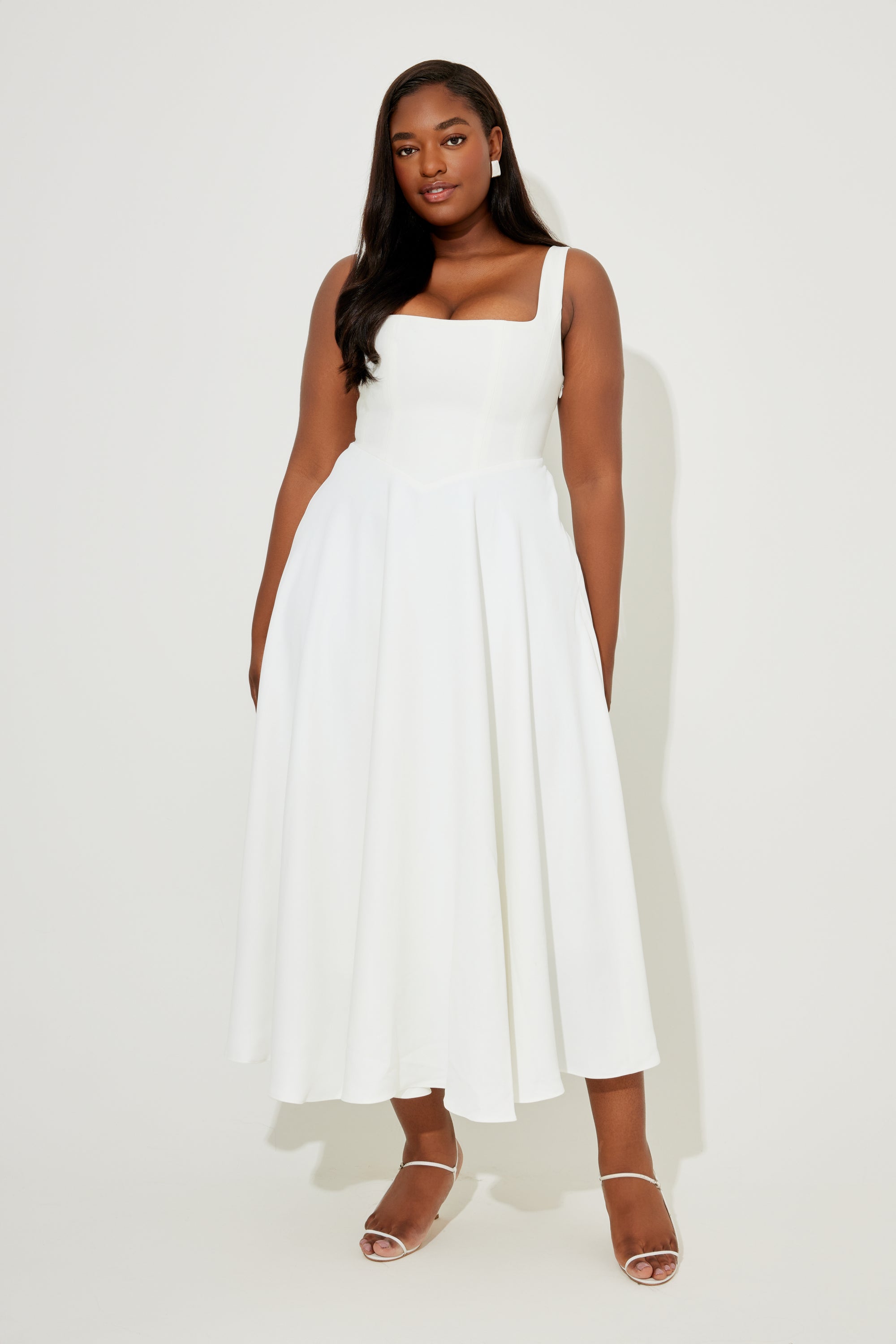 The Ultimate Muse High Waist Square Neck Midi Dress