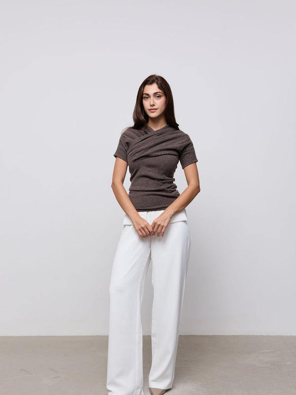 Knitted Gathered Detail Top