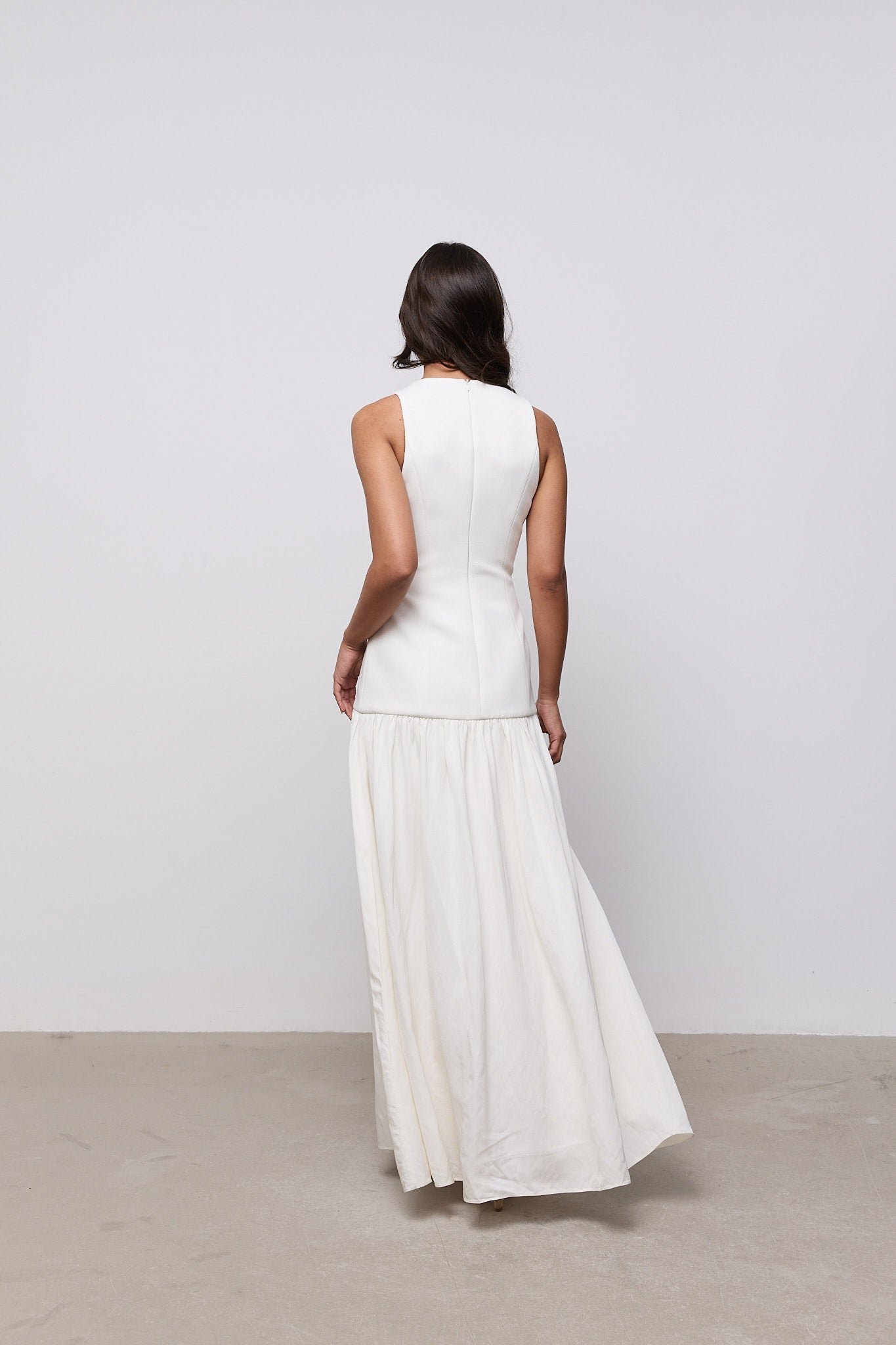 Linen Mix Dropped Waist Maxi Dress