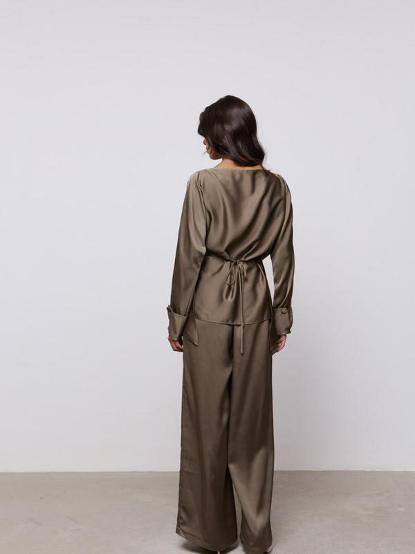 Satin Wide Leg Trousers