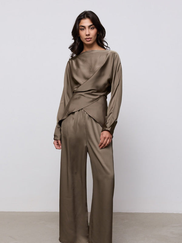 Satin Wide Leg Trousers
