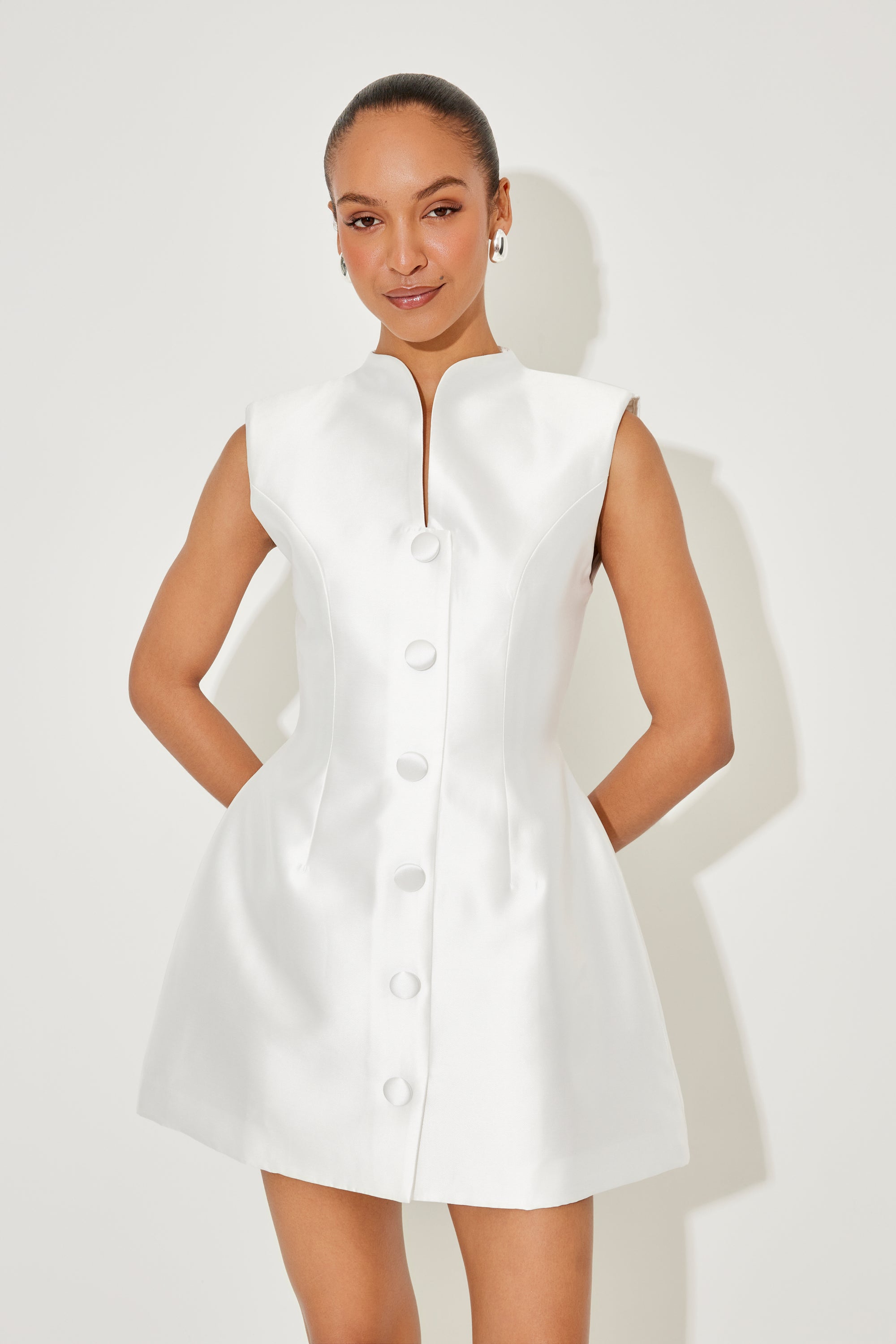 The Ultimate Muse Satin Button Mini Dress