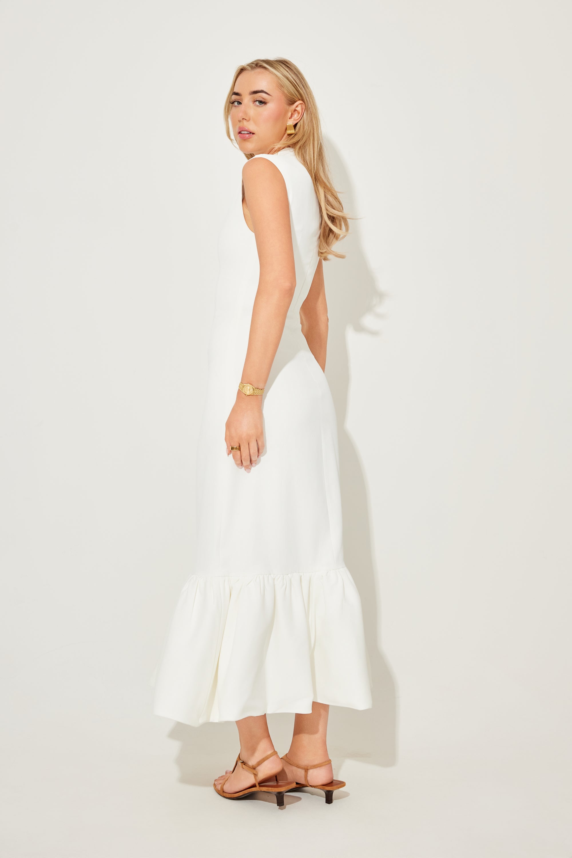 The Ultimate Muse Sleeveless Peplum Hem Midi Dress