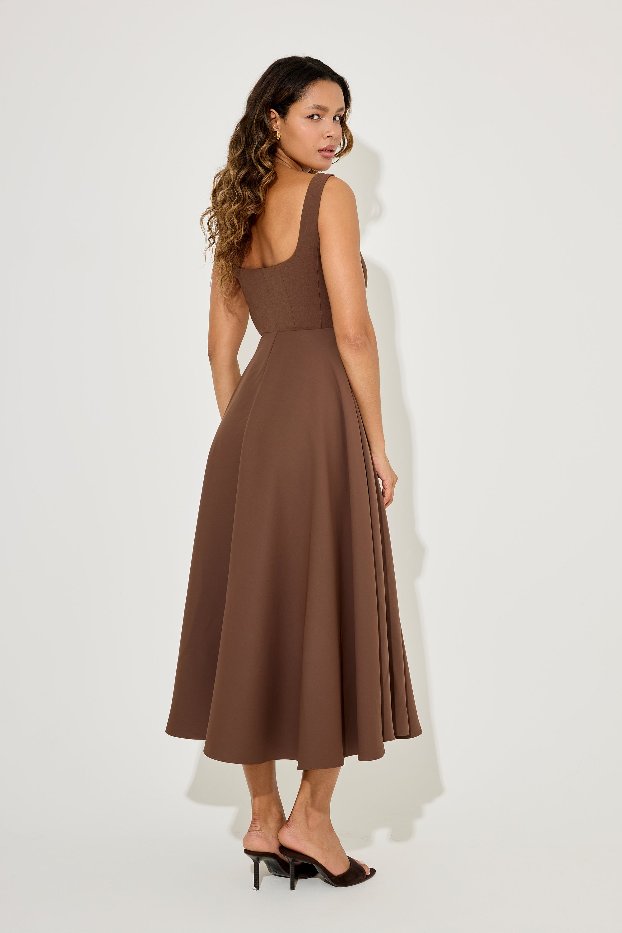 The Ultimate Muse High Waist Square Neck Midi Dress