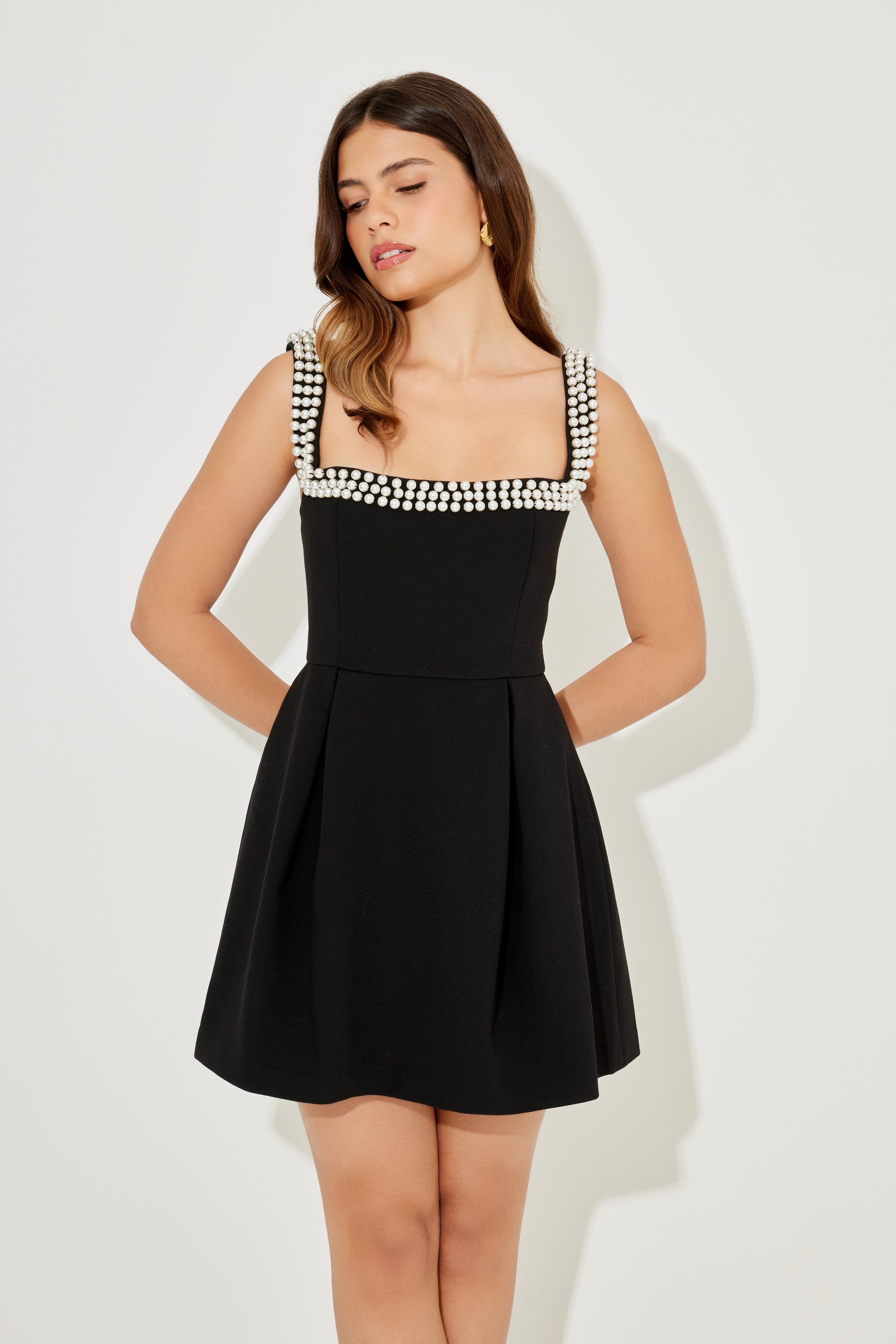 The Ultimate Muse Pearl Trim Mini Dress