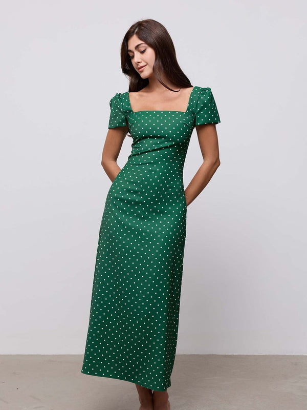 Square Neck Slip Midi Dress