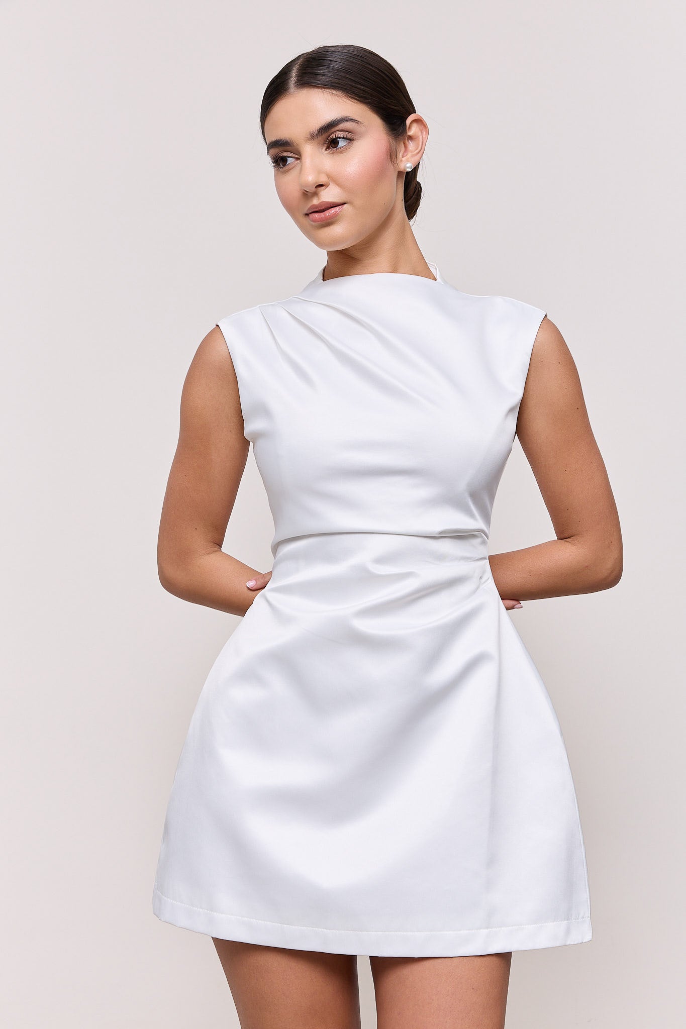 white short dress for women White Mini Dress: Square Neck Cocktail party dress Prom or Graduation dress, White bridal after party dress or bachelorette party dress please refer to the following size guide Vestido Mini Con Mangas Dressed