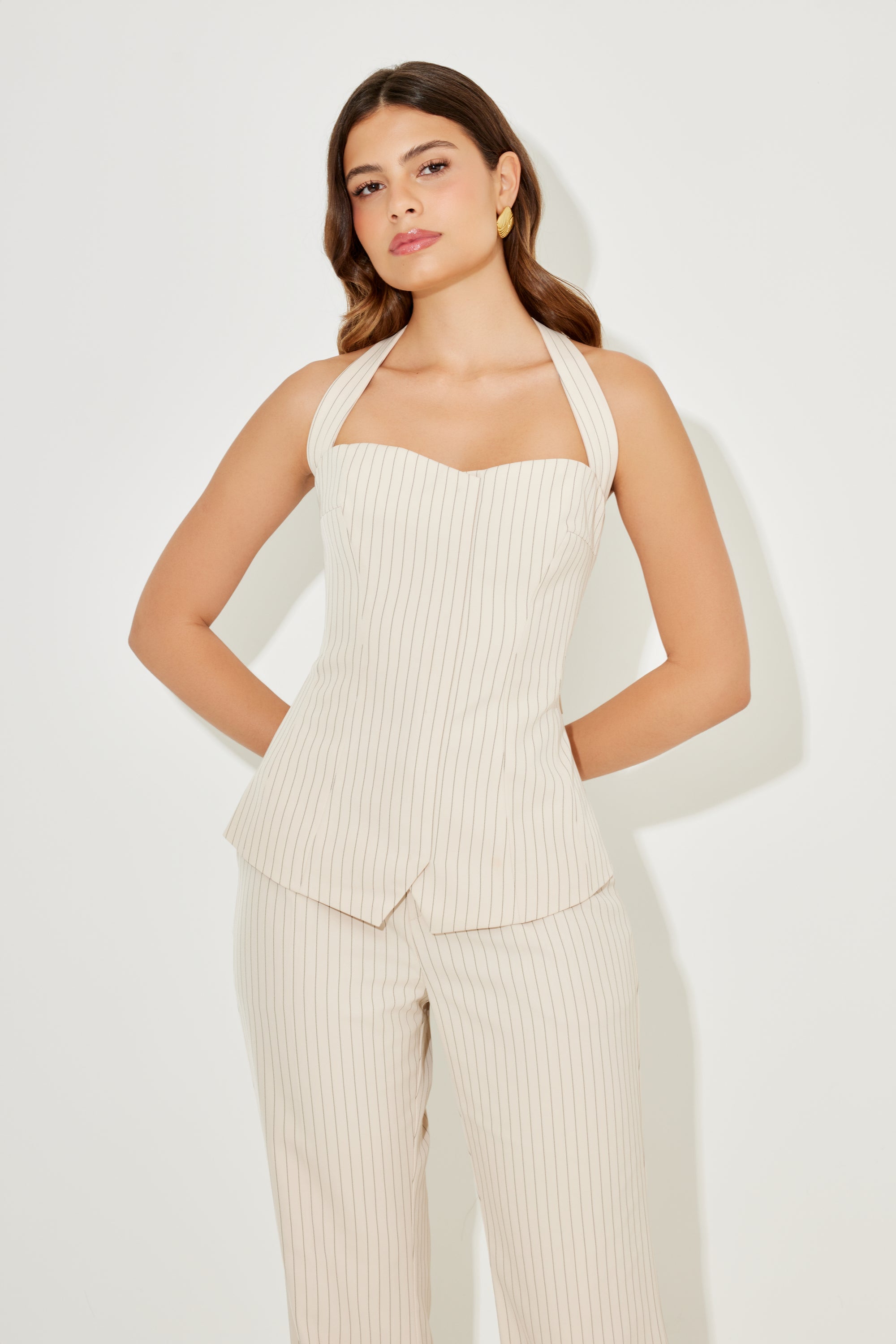 The Ultimate Muse Pin Stripe Halter Top