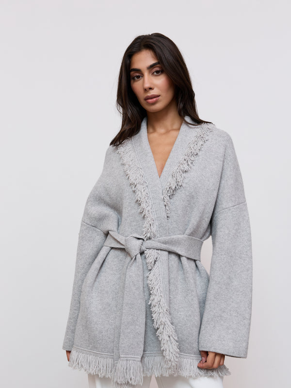 Wool Fringe Cardigan