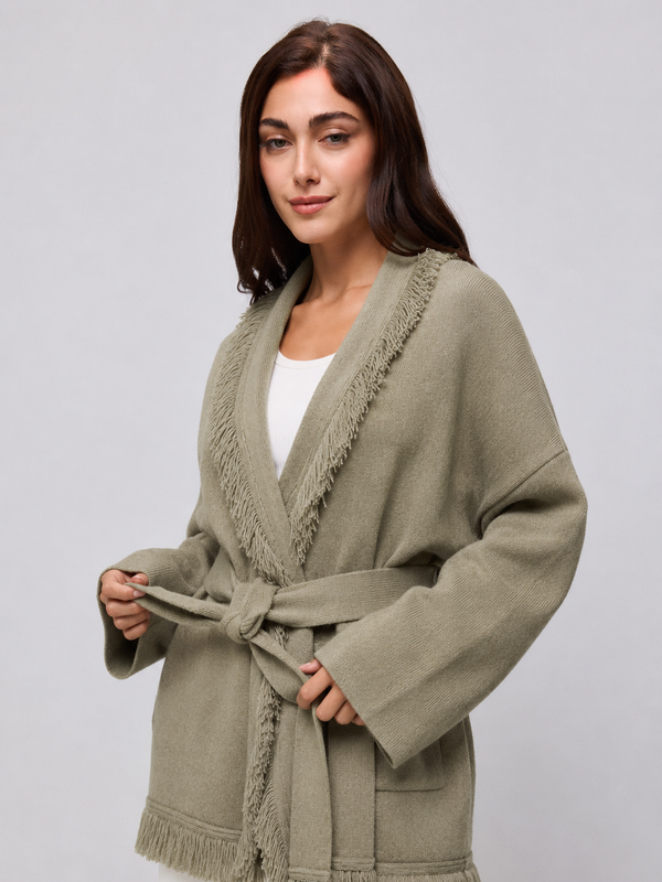 Wool Fringe Cardigan
