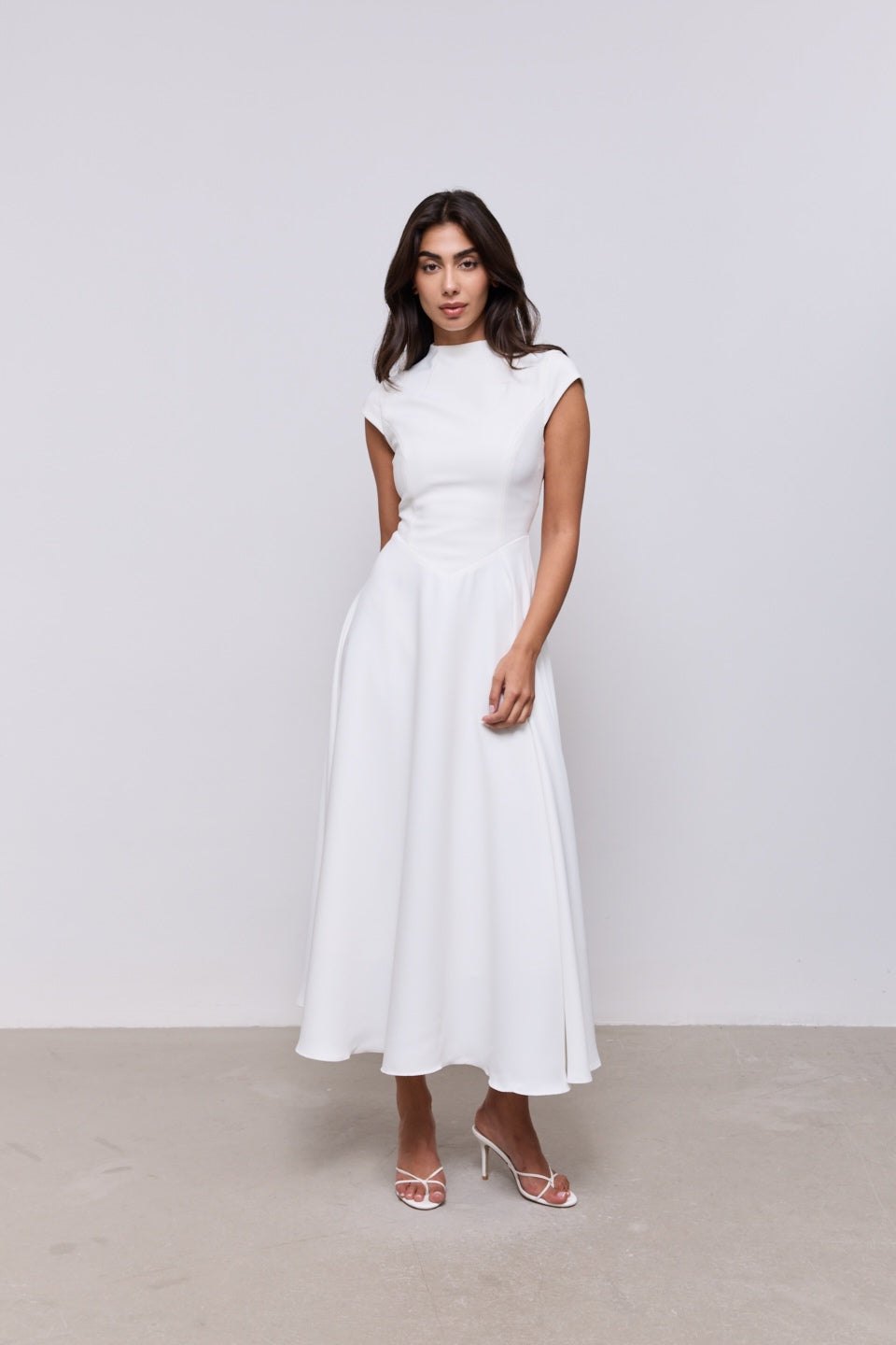 white cap sleeve midi dress Cap Sleeve White Dresses