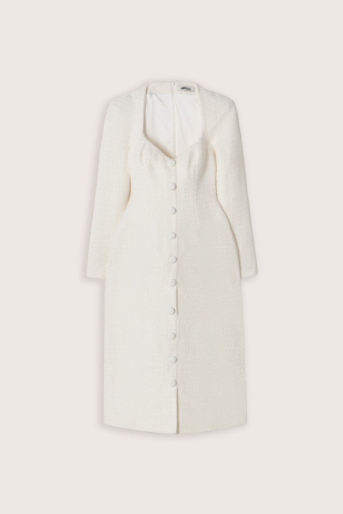 Bouclé Button Midi Dress