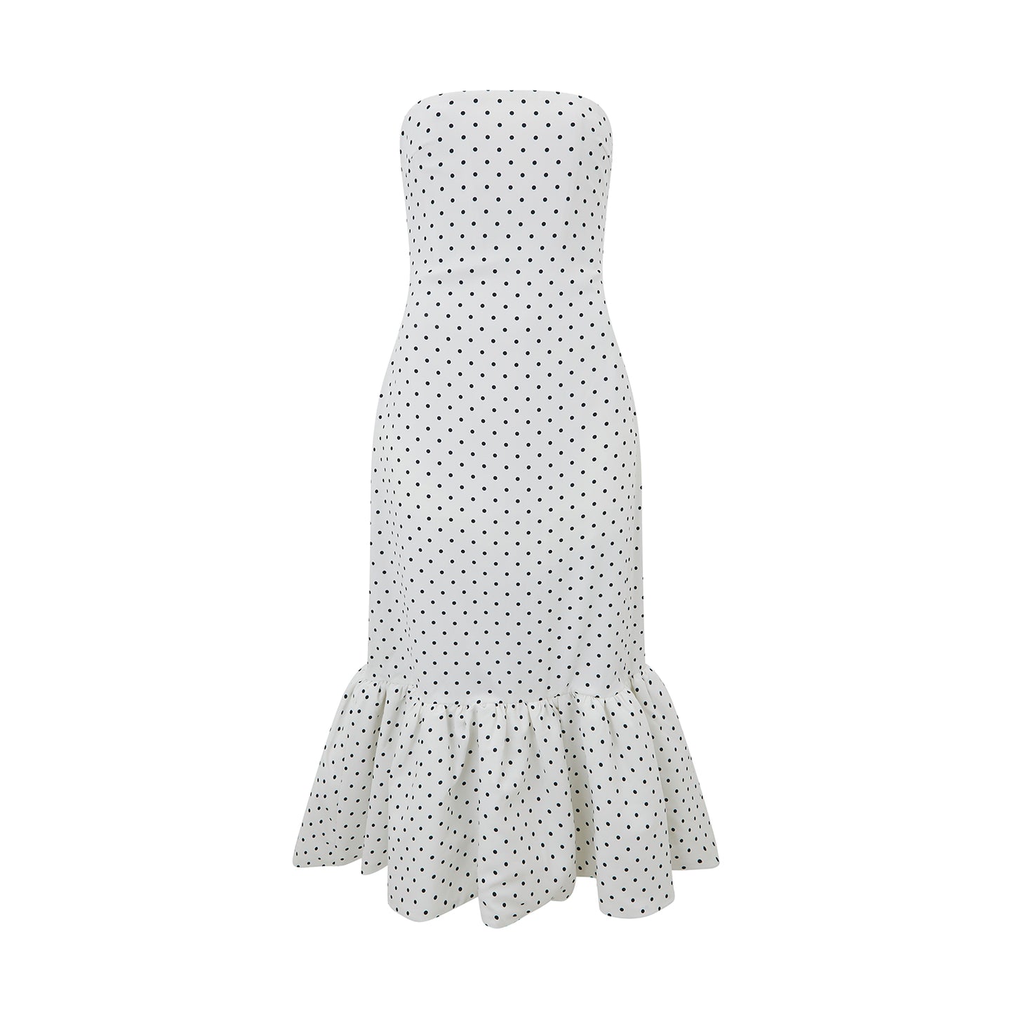 Strapless Peplum Midi Dress