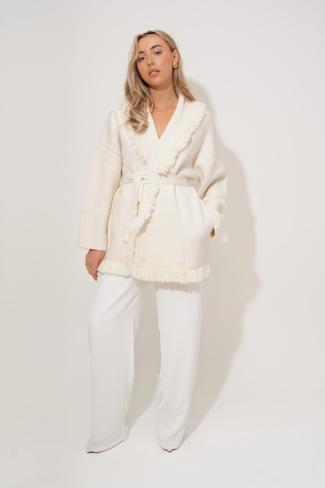 Wool Fringe Cardigan