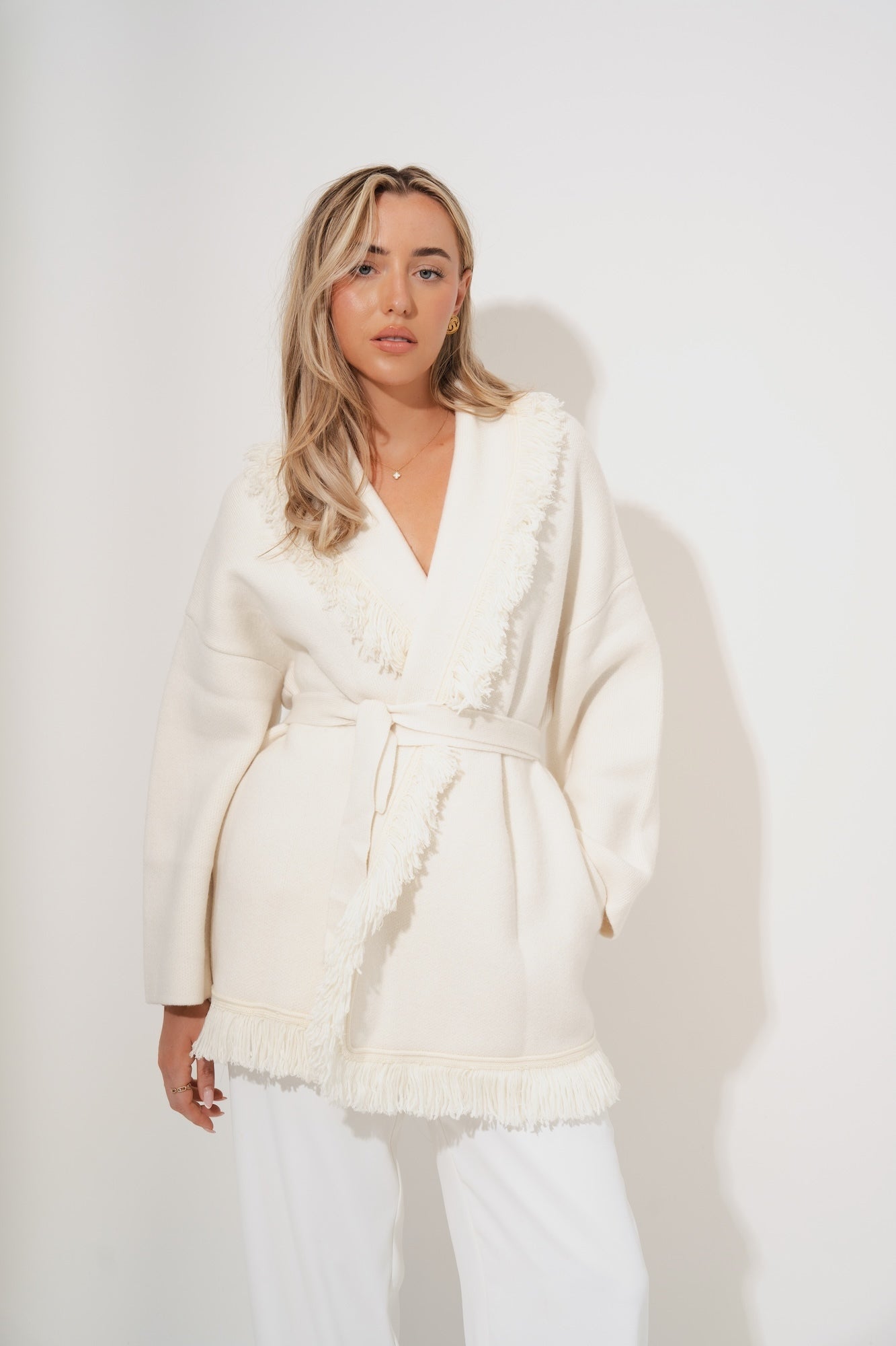 Wool Fringe Cardigan