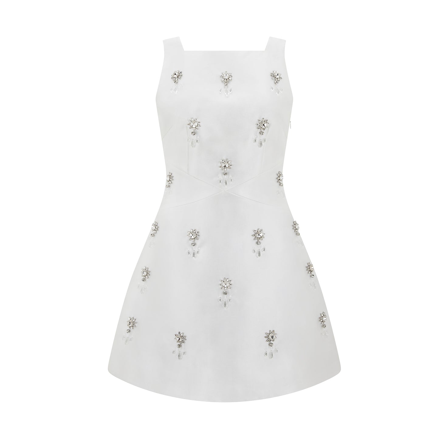 V-Back Satin Crystal Mini Dress