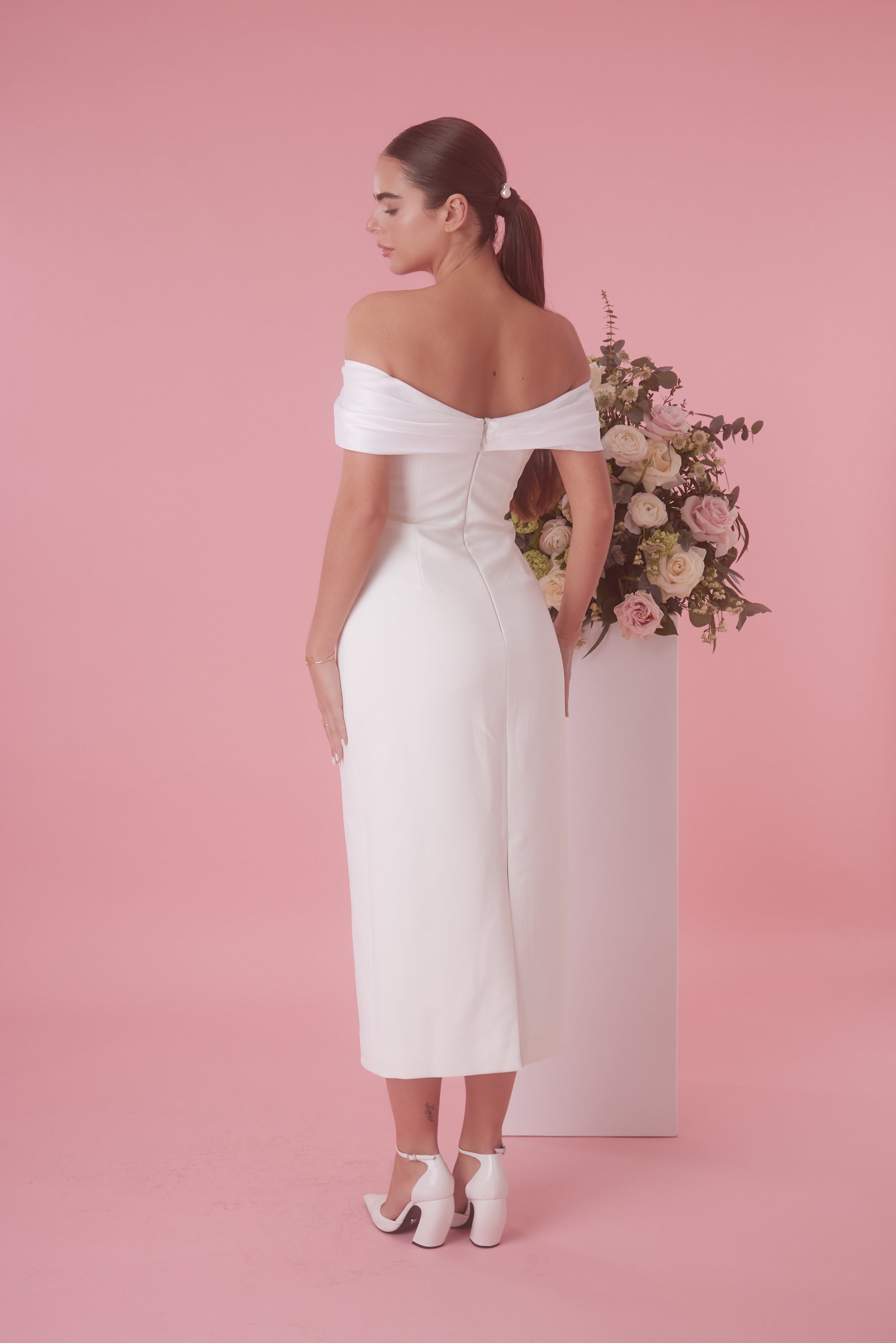 The Ultimate Muse Bow Midi Dress | White