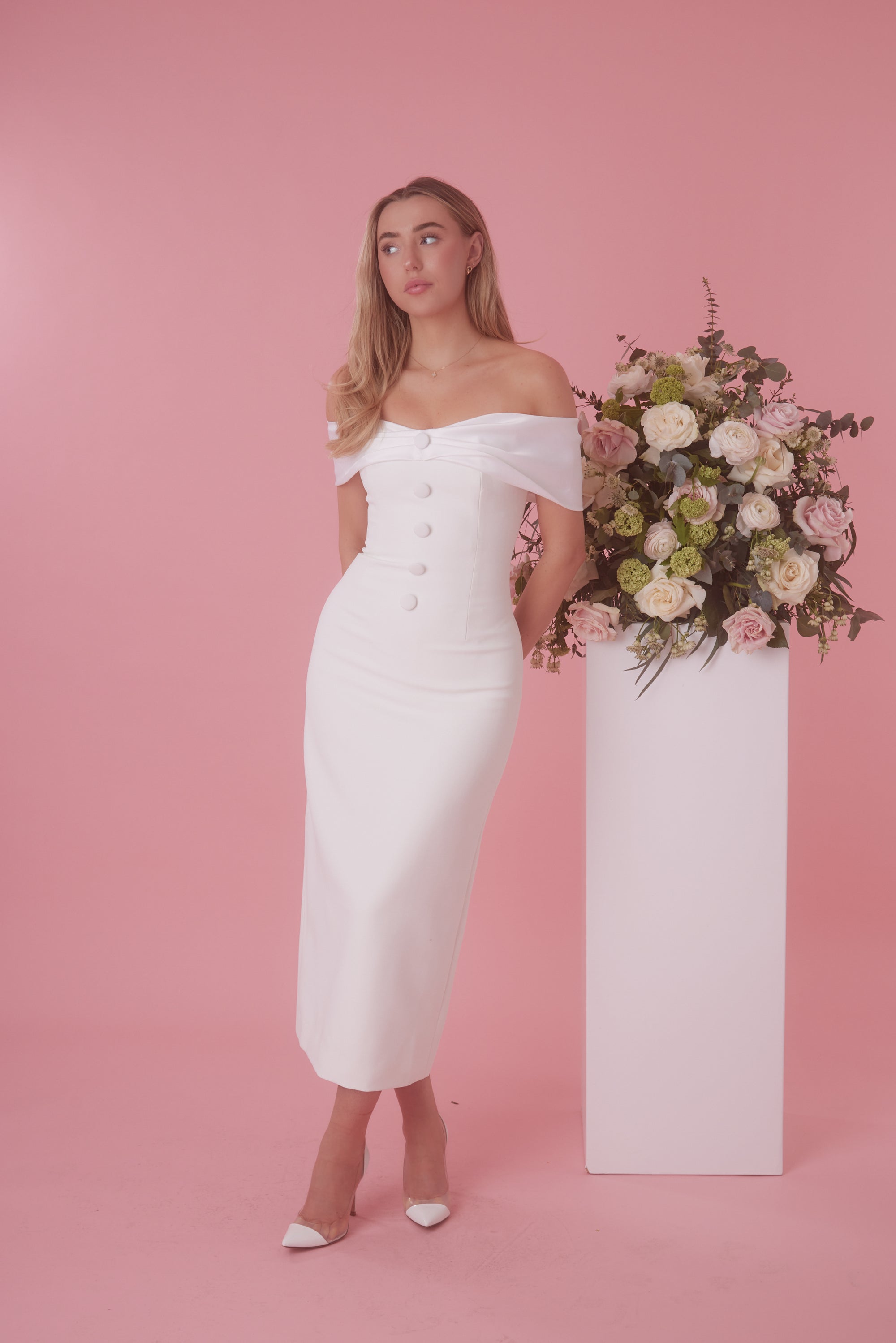 The Ultimate Muse Bow Midi Dress | White
