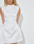 The Ultimate Muse Satin Straight Neck Mini Dress | White