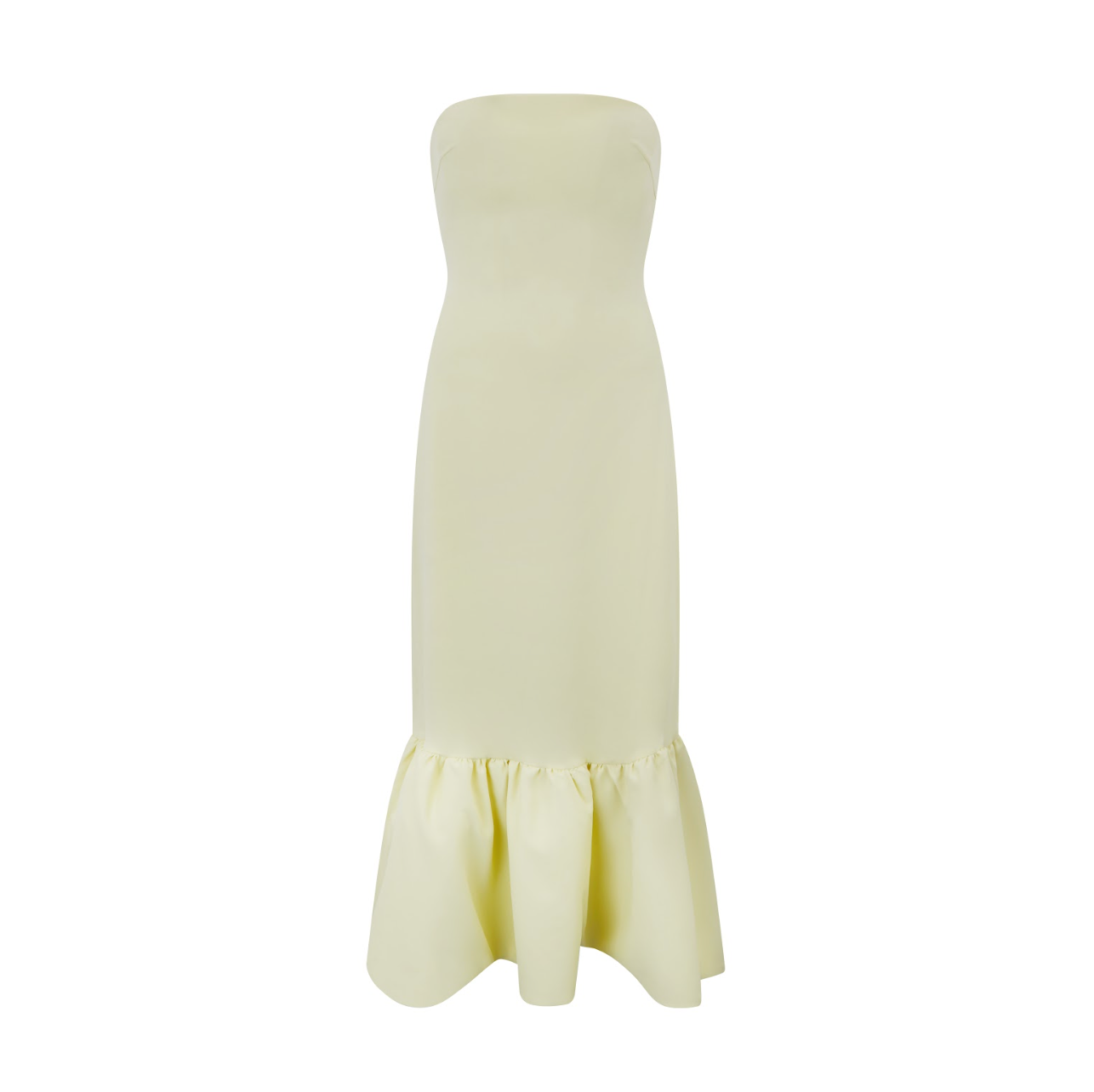 Strapless Peplum Hem Midi Dress
