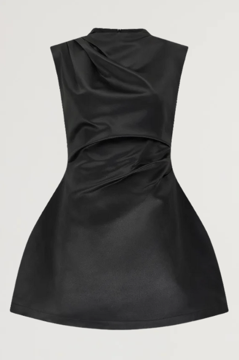 Satin Straight Neck Mini Dress