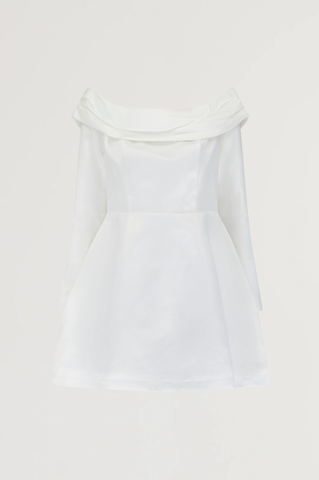 Satin Bardot Mini Dress