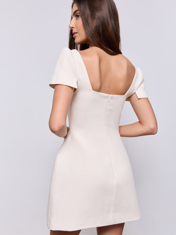 Linen Mix Square Neck Mini Dress