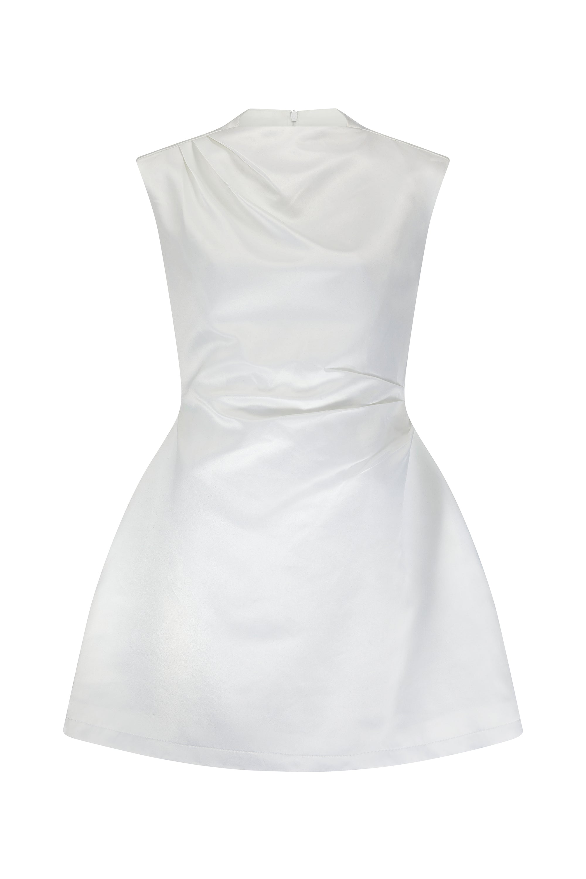 The Ultimate Muse Satin Straight Neck Mini Dress | White
