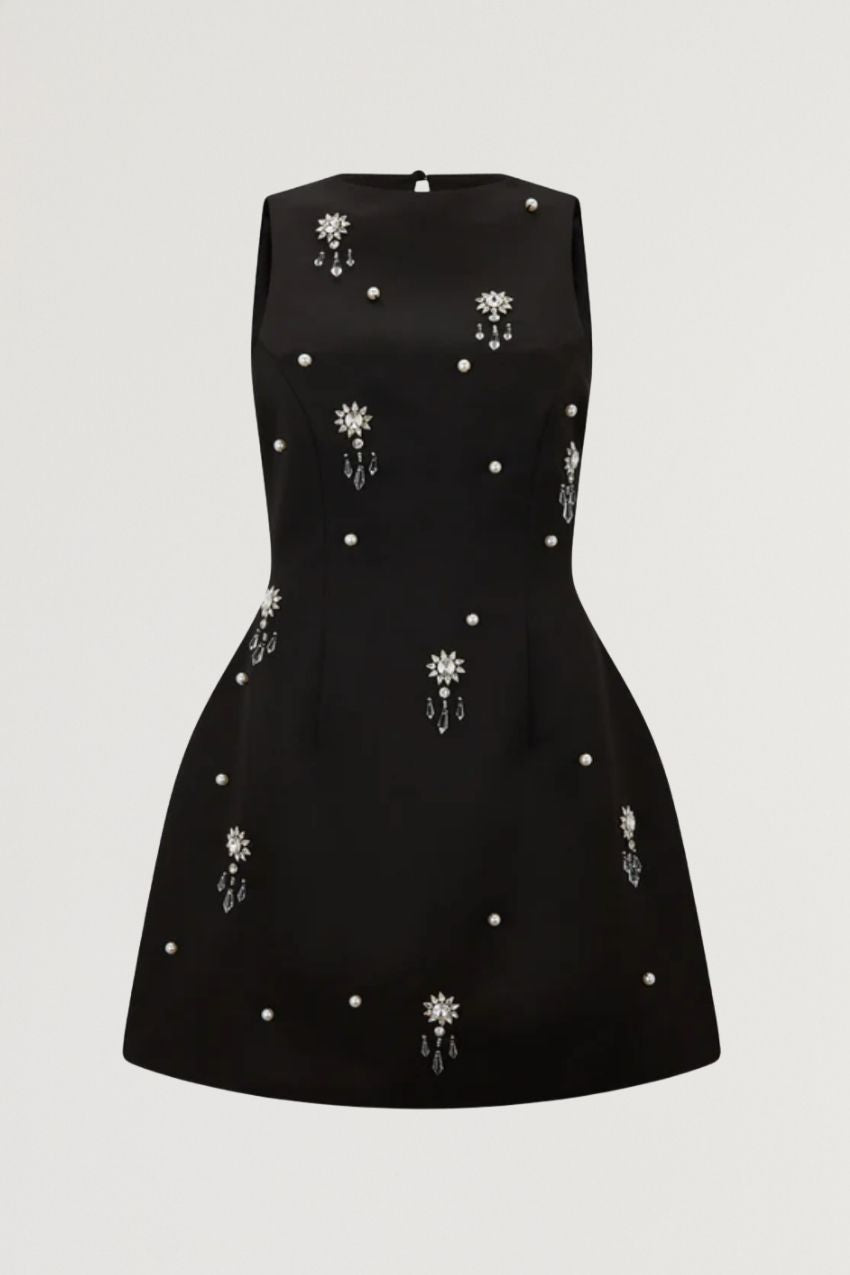 Satin Crystal Mini Dress