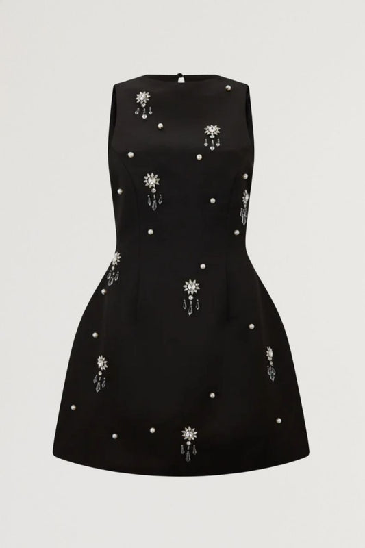 Satin Crystal Mini Dress