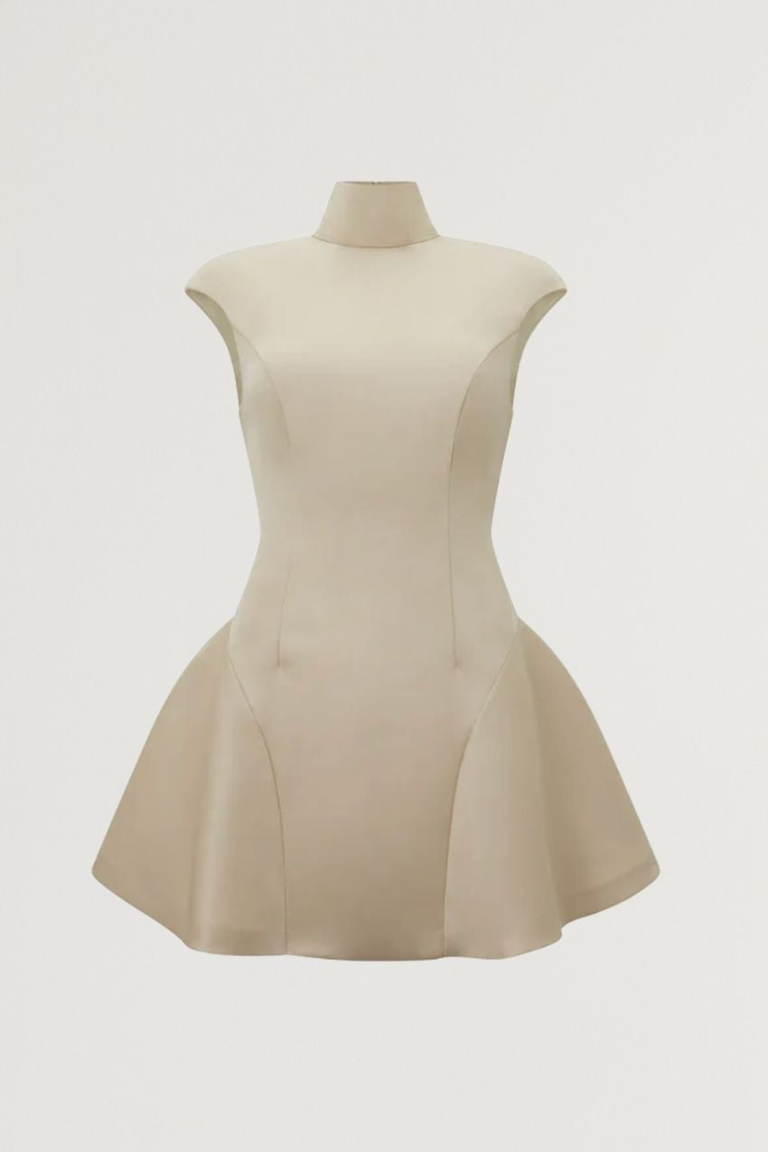 Satin High Neck Mini Dress