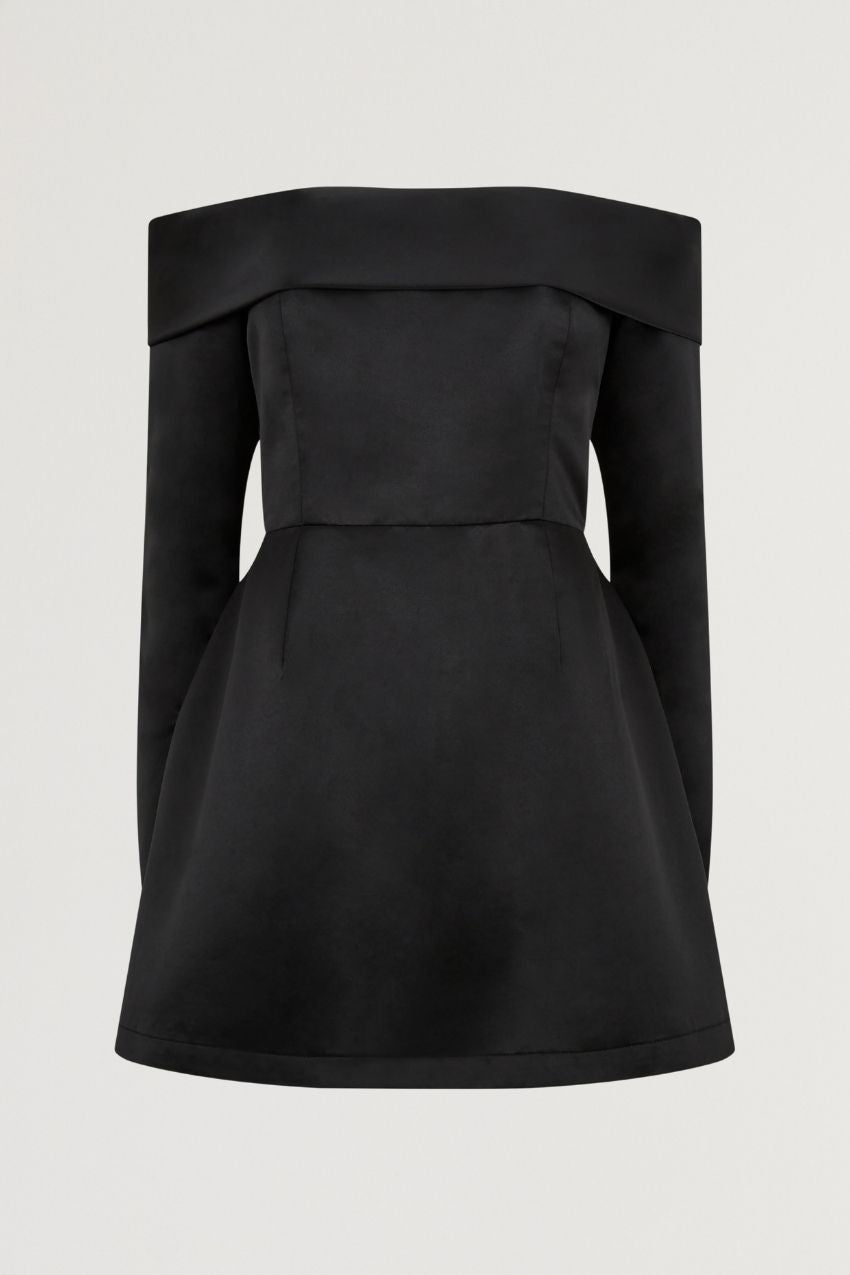 Satin Bardot Mini Dress